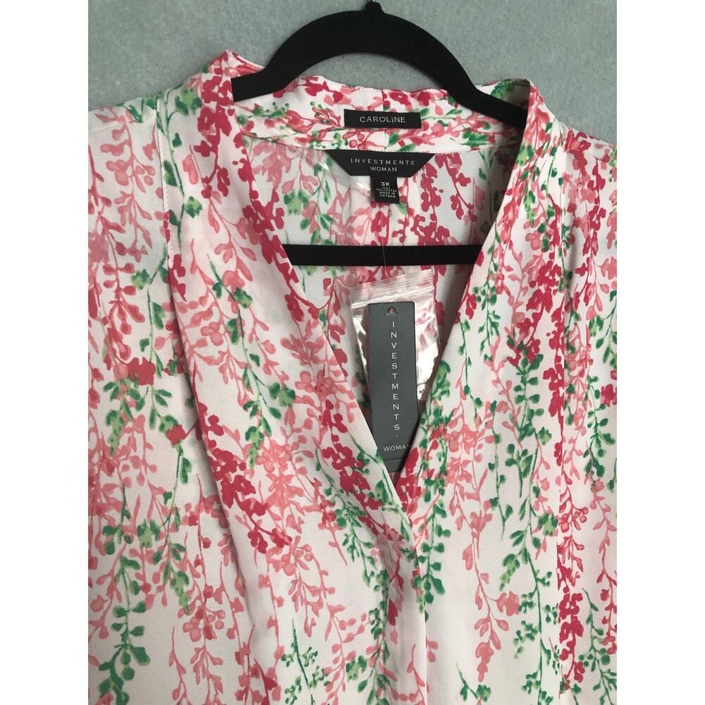 Caroline Investments Woman Cascading Vines Top 3/4 Sleeve Women's 3X NEW - Picture 2 of 9
